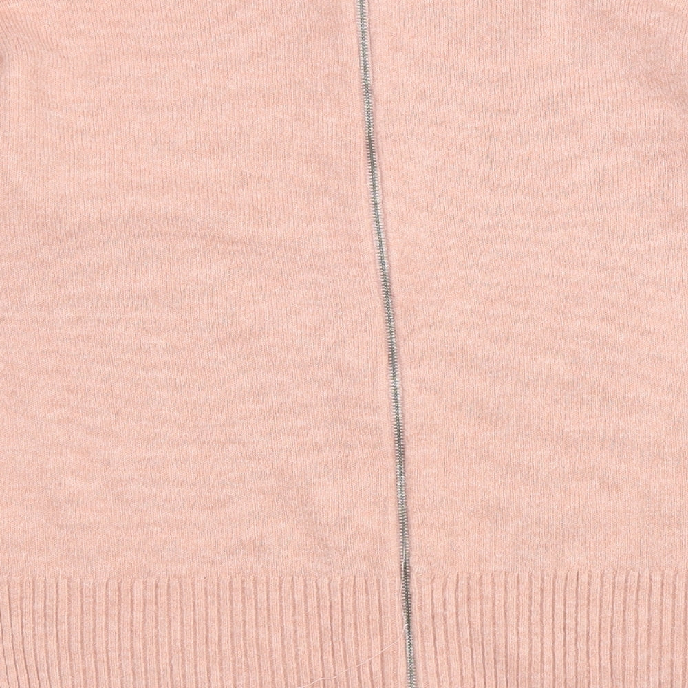 Debenhams Womens Pink Round Neck Acrylic Pullover Jumper Size 12 - Zipped Back