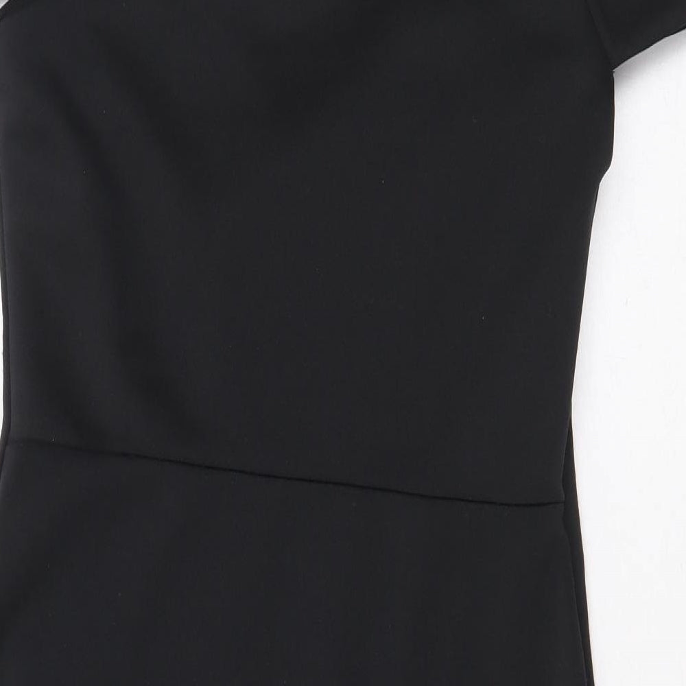 ASOS Womens Black Polyester Bodycon Size 10 One Shoulder Pullover - Cold Shoulder Detail