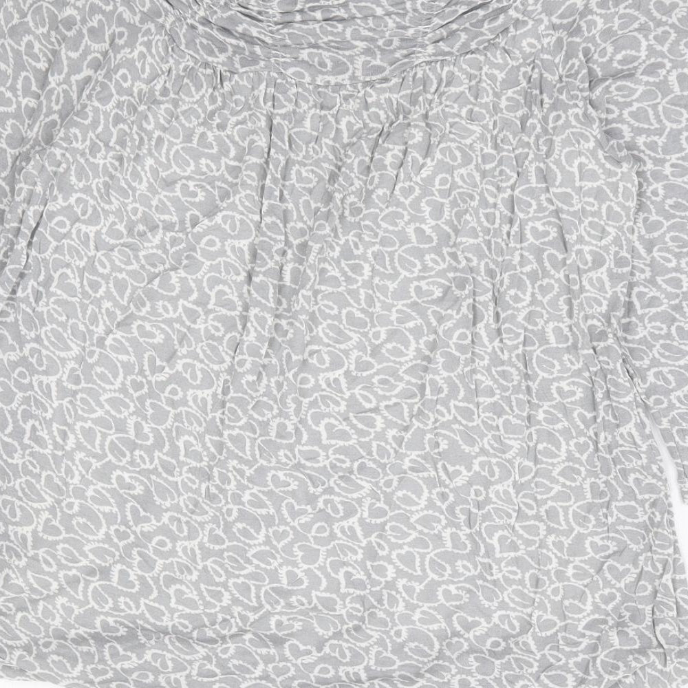 Phase Eight Womens Grey Geometric Viscose Basic Blouse Size 10 Boat Neck