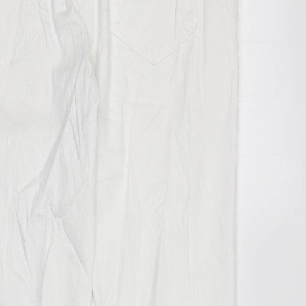 Marks & Spencer Womens White Cotton Skinny Jeans Size 34 in L31 in Regular Zip