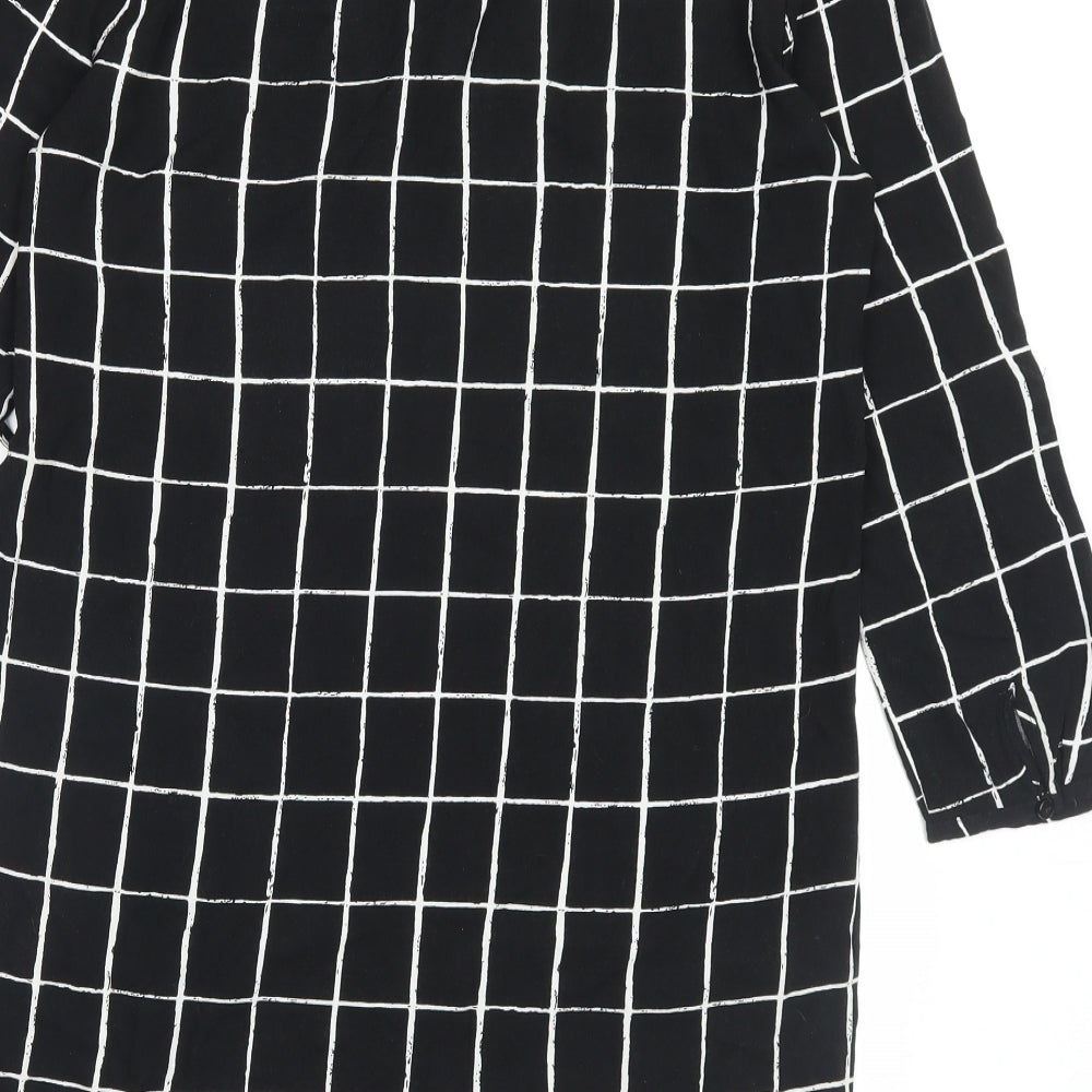 Atmosphere Womens Beige Plaid Viscose A-Line Size 12 V-Neck Pullover