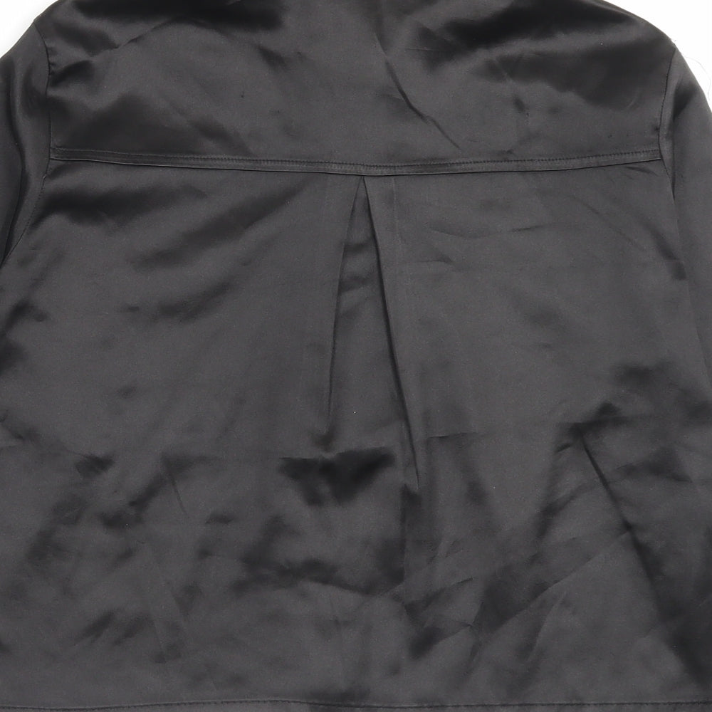 PRETTYLITTLETHING Womens Black Polyester Basic Button-Up Size XS Collared - Wet Look