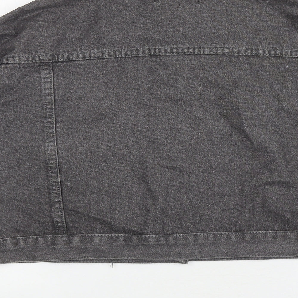 PRETTYLITTLETHING Womens Grey Jacket Size 6 Button - Faux Fur Collar