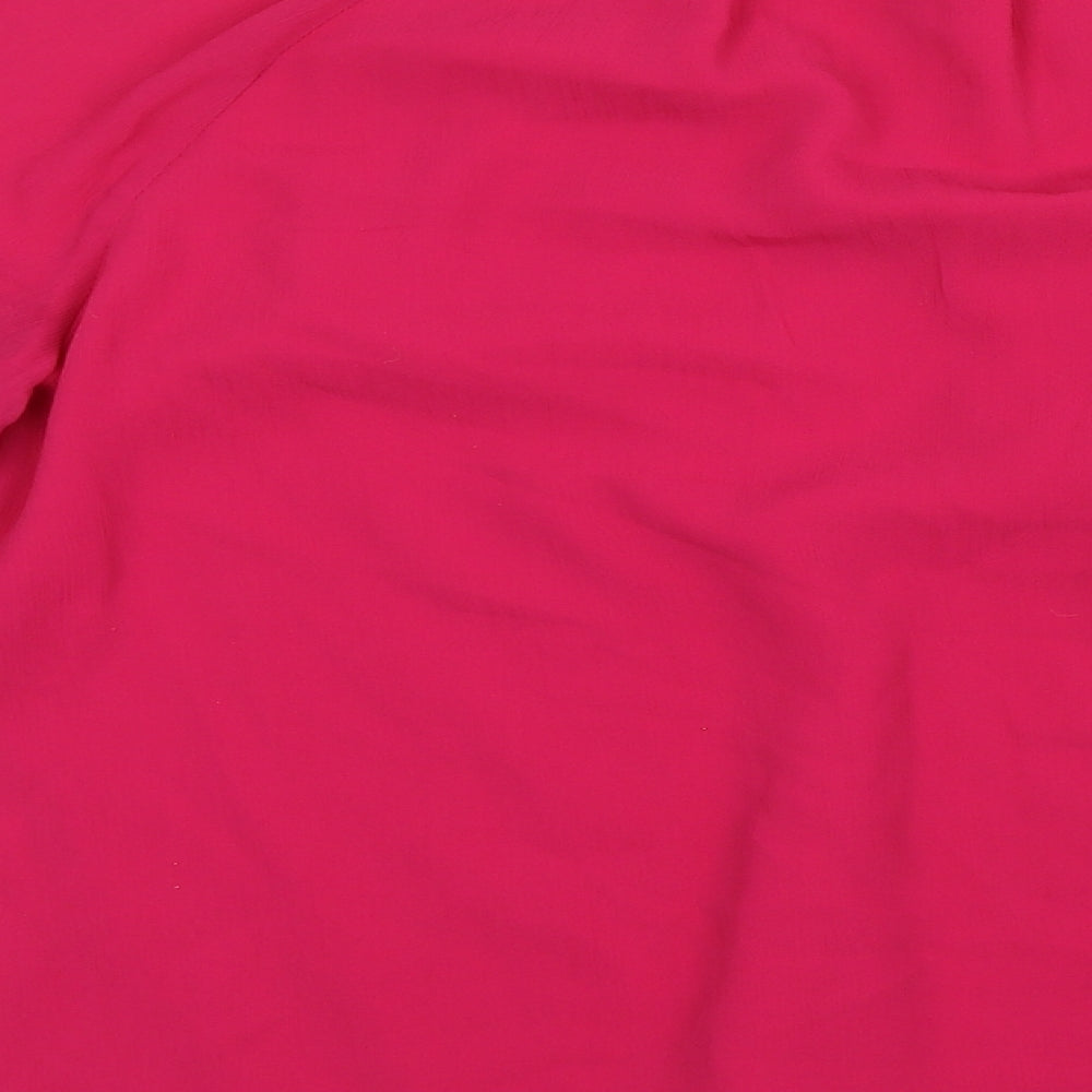 Per Una Womens Pink Polyester Basic Blouse Size 6 Round Neck