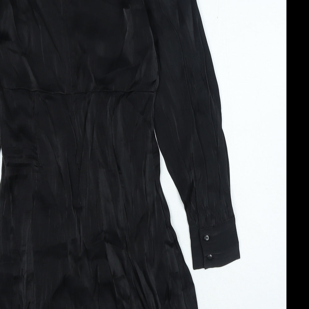 YAS Womens Black Polyester A-Line Size S Round Neck Zip