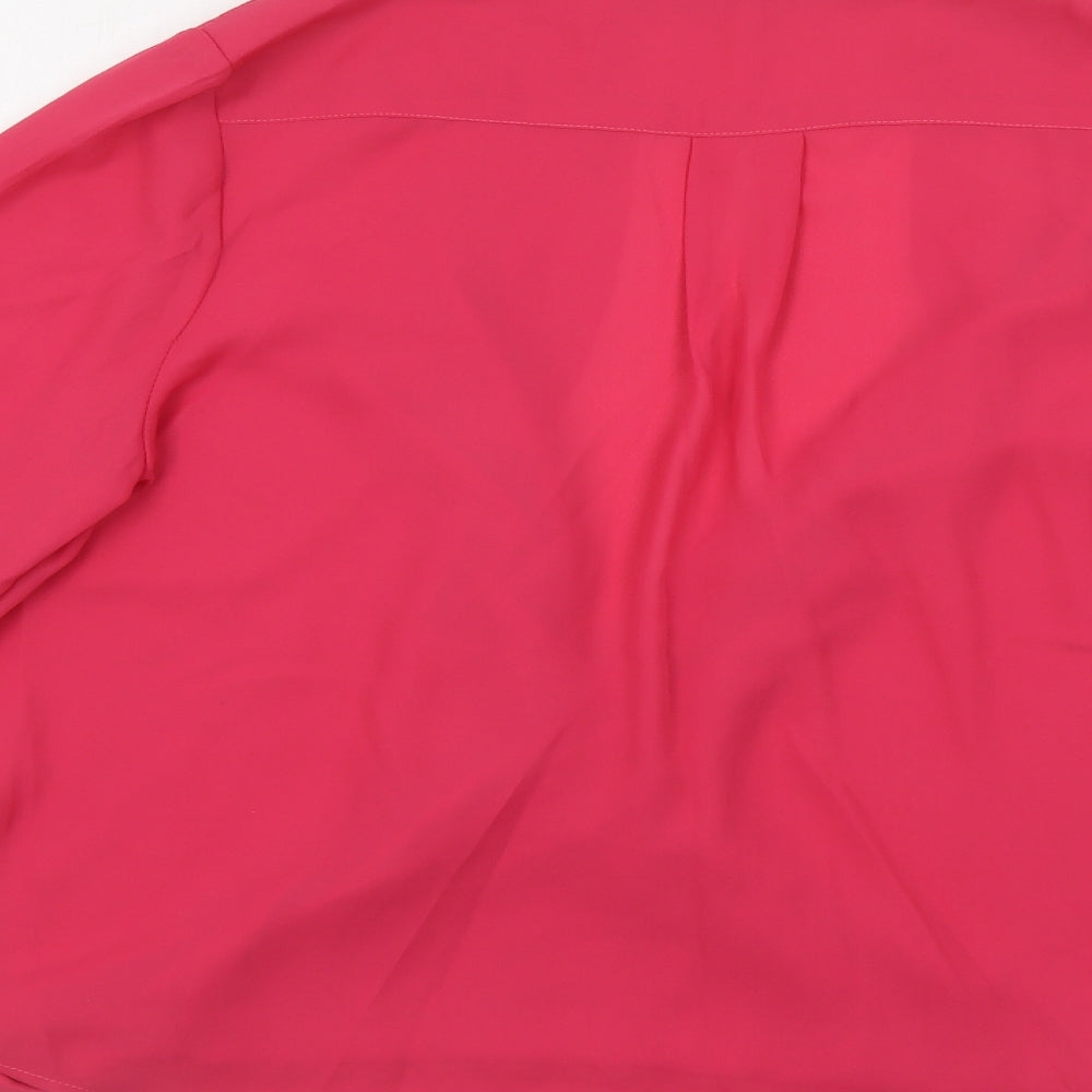Intuition Womens Pink Polyester Basic Blouse Size 14 V-Neck