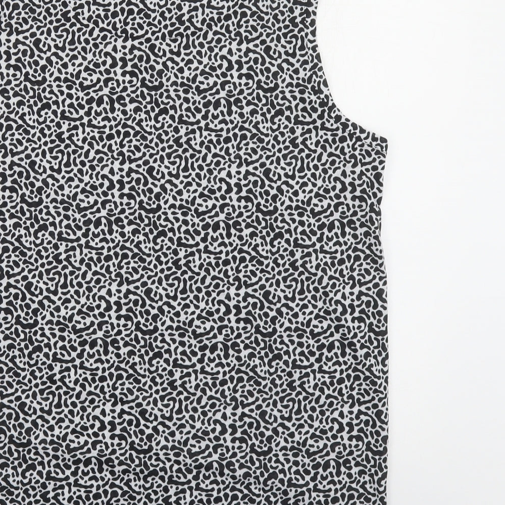 Marks & Spencer Womens Black Geometric Polyester Basic Tank Size 12 Round Neck