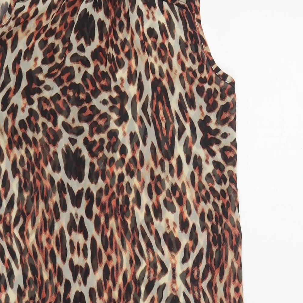 New Look Womens Multicoloured Animal Print Polyester Tunic Button-Up Size 8 Collared
