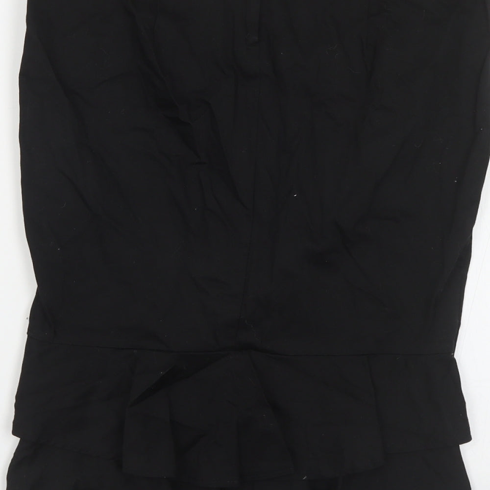 Topshop Womens Black Cotton Trumpet Skirt Size 12 Zip