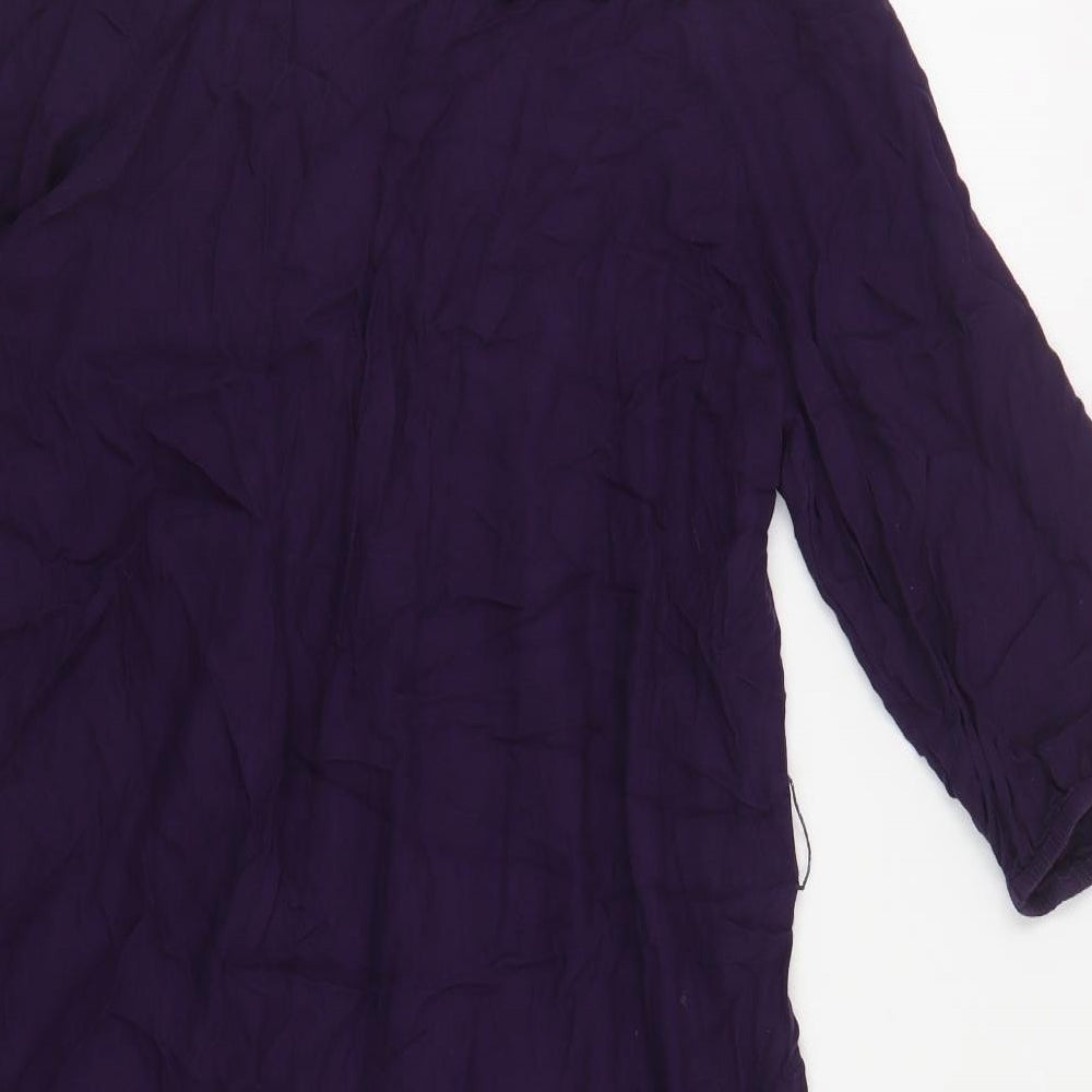 Monsoon Womens Purple Viscose Tunic Blouse Size 12 Round Neck