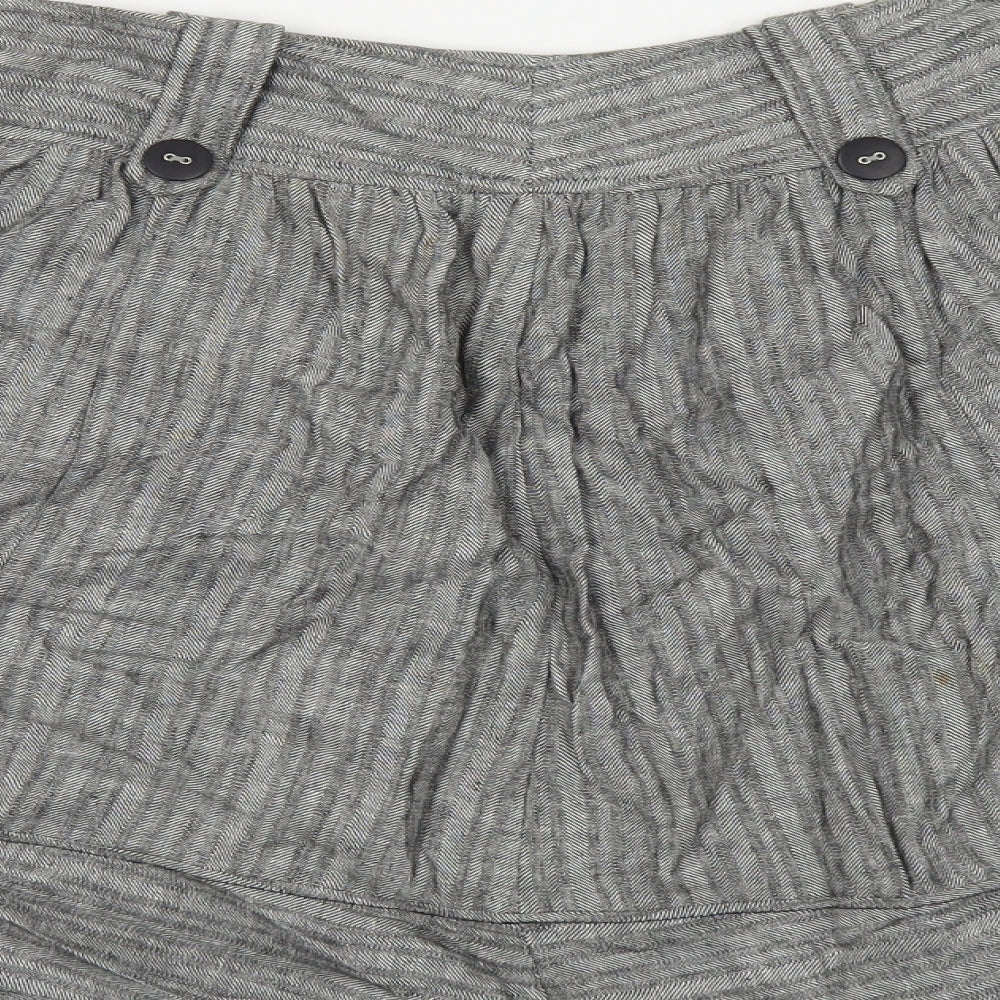River Island Womens Grey Herringbone Linen A-Line Skirt Size 6 Zip