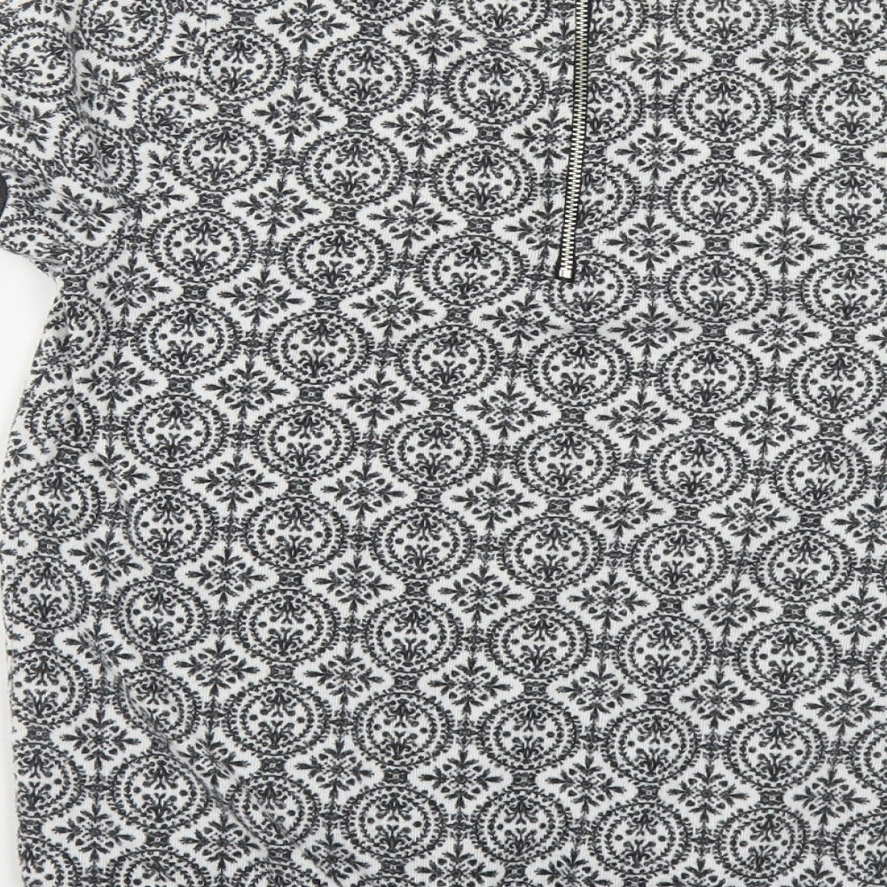 River Island Womens Black Round Neck Geometric Polyester Pullover Jumper Size 10