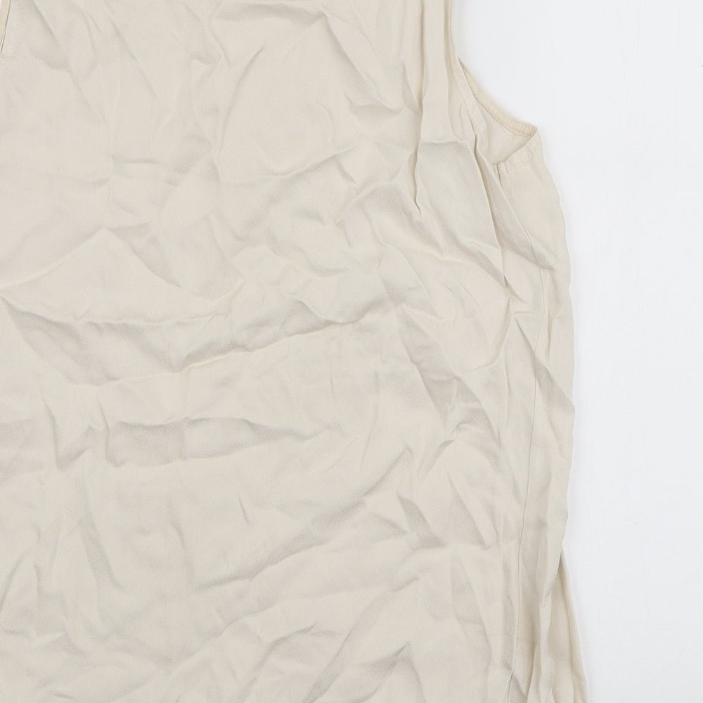 MK Womens Ivory Viscose Basic Tank Size L Scoop Neck
