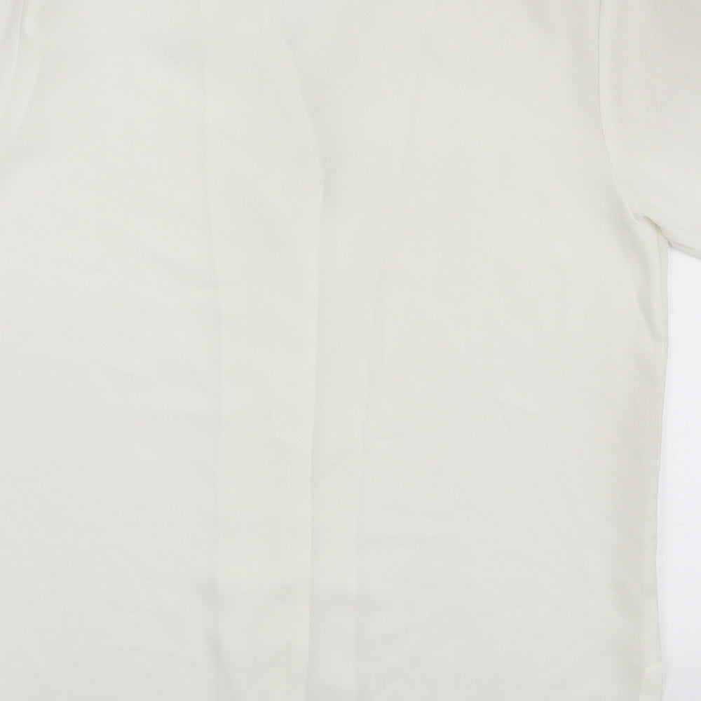 Charlotte Halton Womens White Polyester Basic Button-Up Size 12 Collared