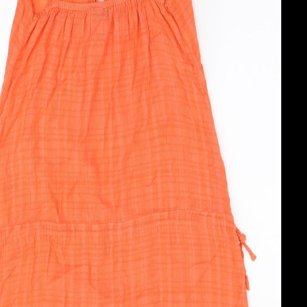 Del Sol Womens Orange Cotton Mini Size L V-Neck Button