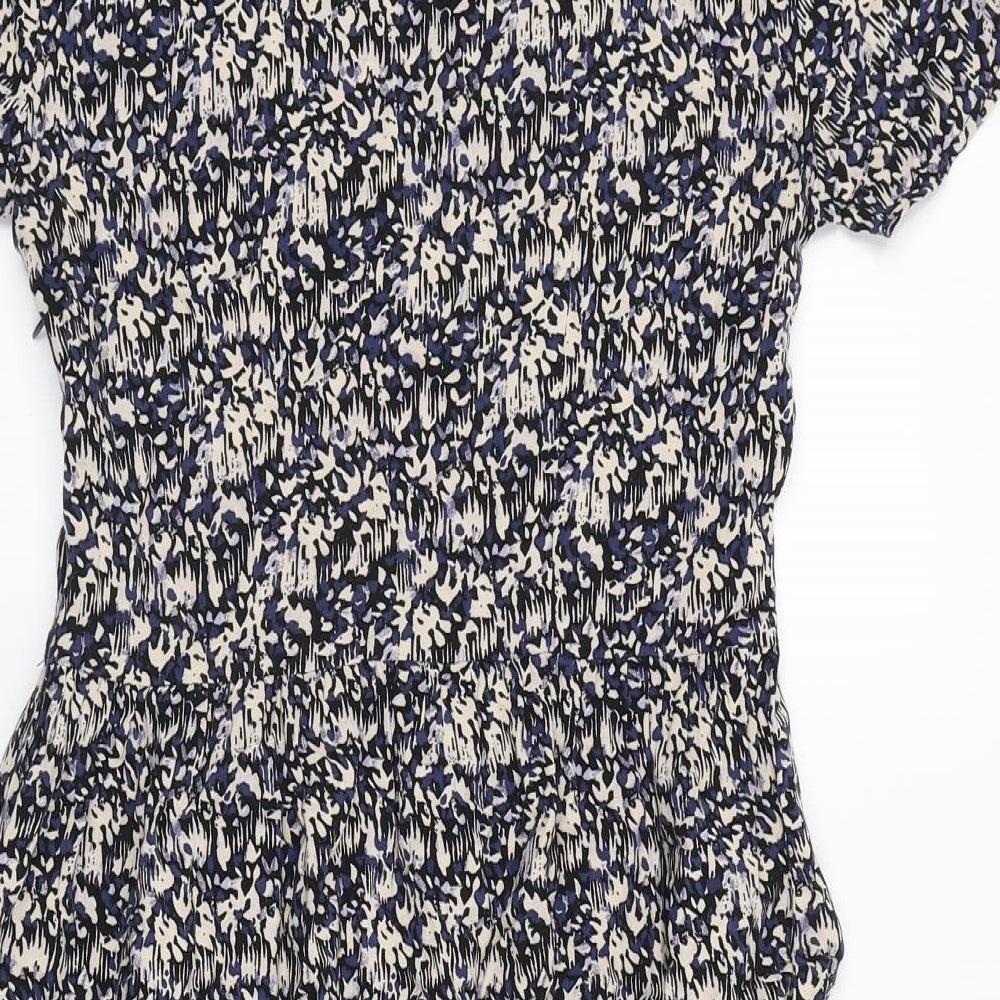 Marks & Spencer Womens Multicoloured Geometric Viscose Mini Size 8 Boat Neck Zip