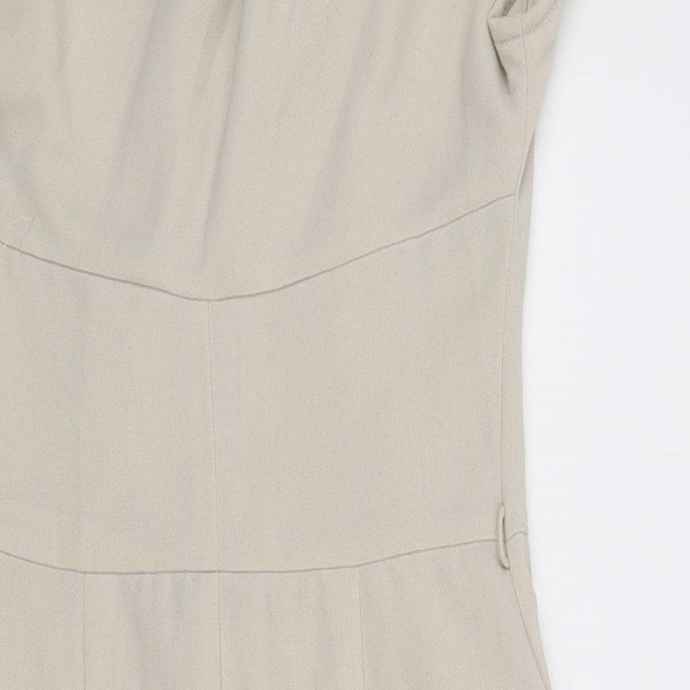 Warehouse Womens Ivory Polyester Bodycon Size 10 One Shoulder Zip