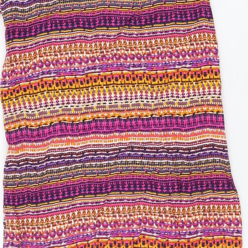 DASH Womens Multicoloured Geometric Viscose A-Line Size 10 Boat Neck Pullover
