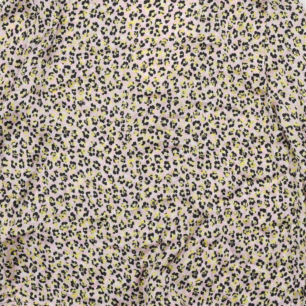 Topshop Womens Multicoloured Animal Print Polyester Basic Blouse Size 6 V-Neck