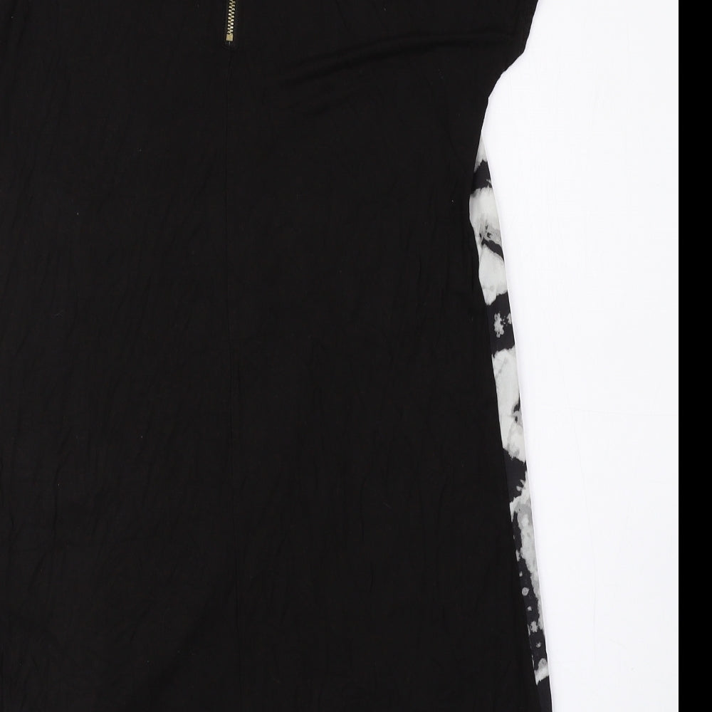 H&M Womens Grey Geometric Polyester A-Line Size XS Round Neck Zip