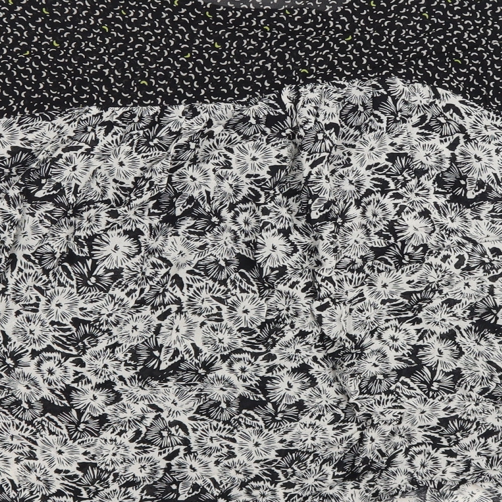 NEXT Womens Black Floral Polyester Basic T-Shirt Size 10 Round Neck