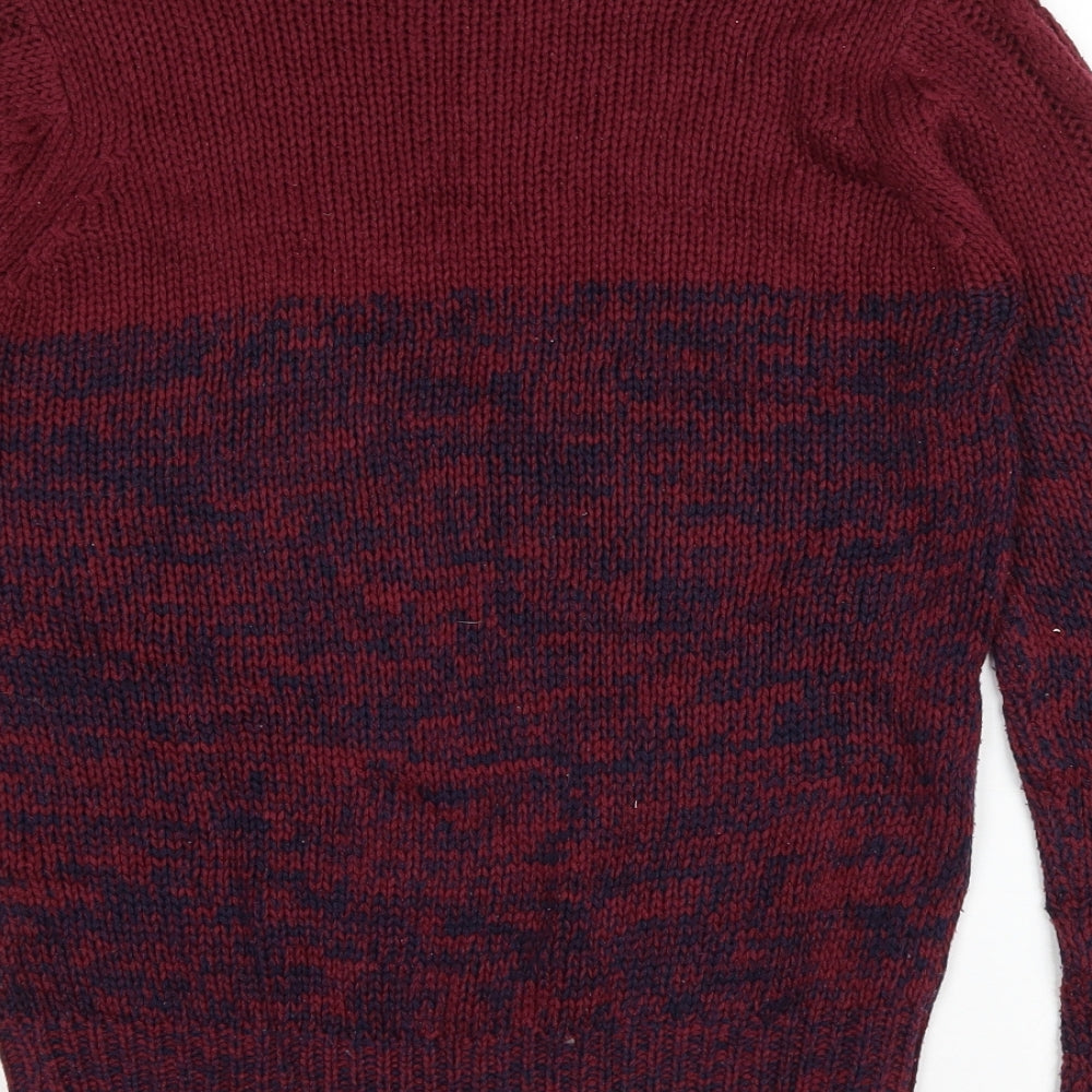 Alcot Womens Red Round Neck Acrylic Pullover Jumper Size S
