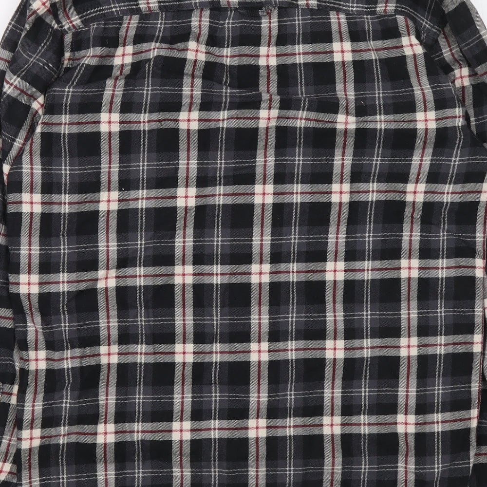 JACK & JONES VINTAGE Womens Grey Plaid 100% Cotton Basic Button-Up Size S Collared
