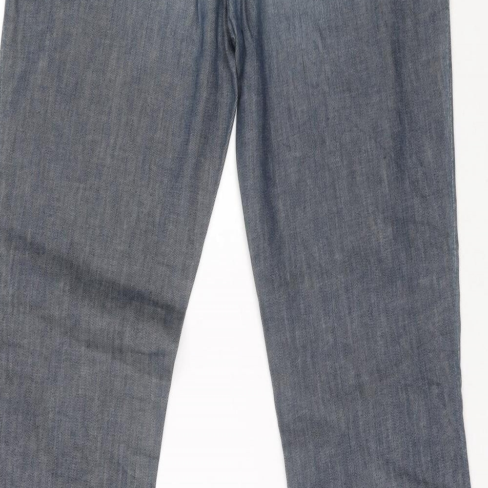 Preworn Womens Blue Cotton Straight Jeans Size 8 L30 in Regular Zip