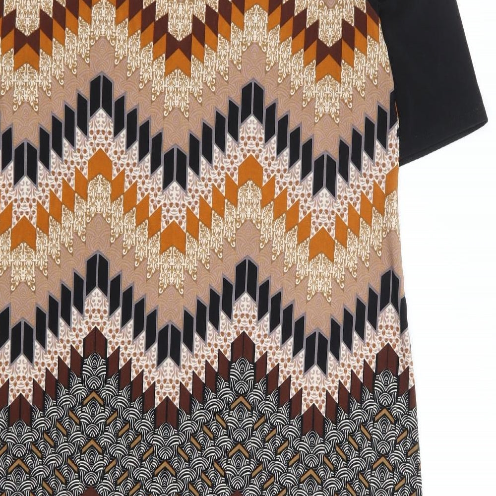 Marks & Spencer Womens Multicoloured Geometric Polyester A-Line Size 14 Boat Neck Pullover