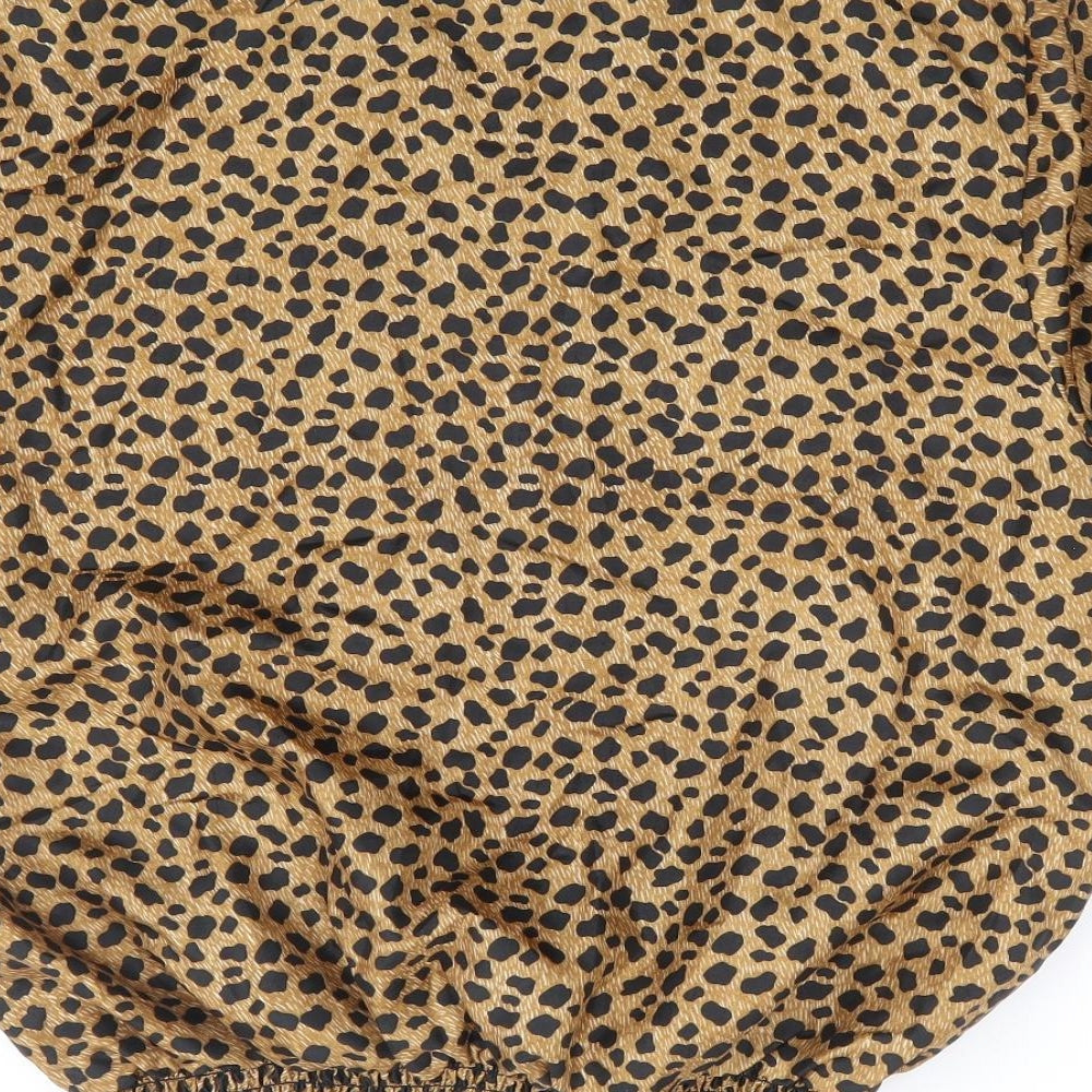 Westbound Womens Brown Animal Print Polyester Basic Button-Up Size L Collared