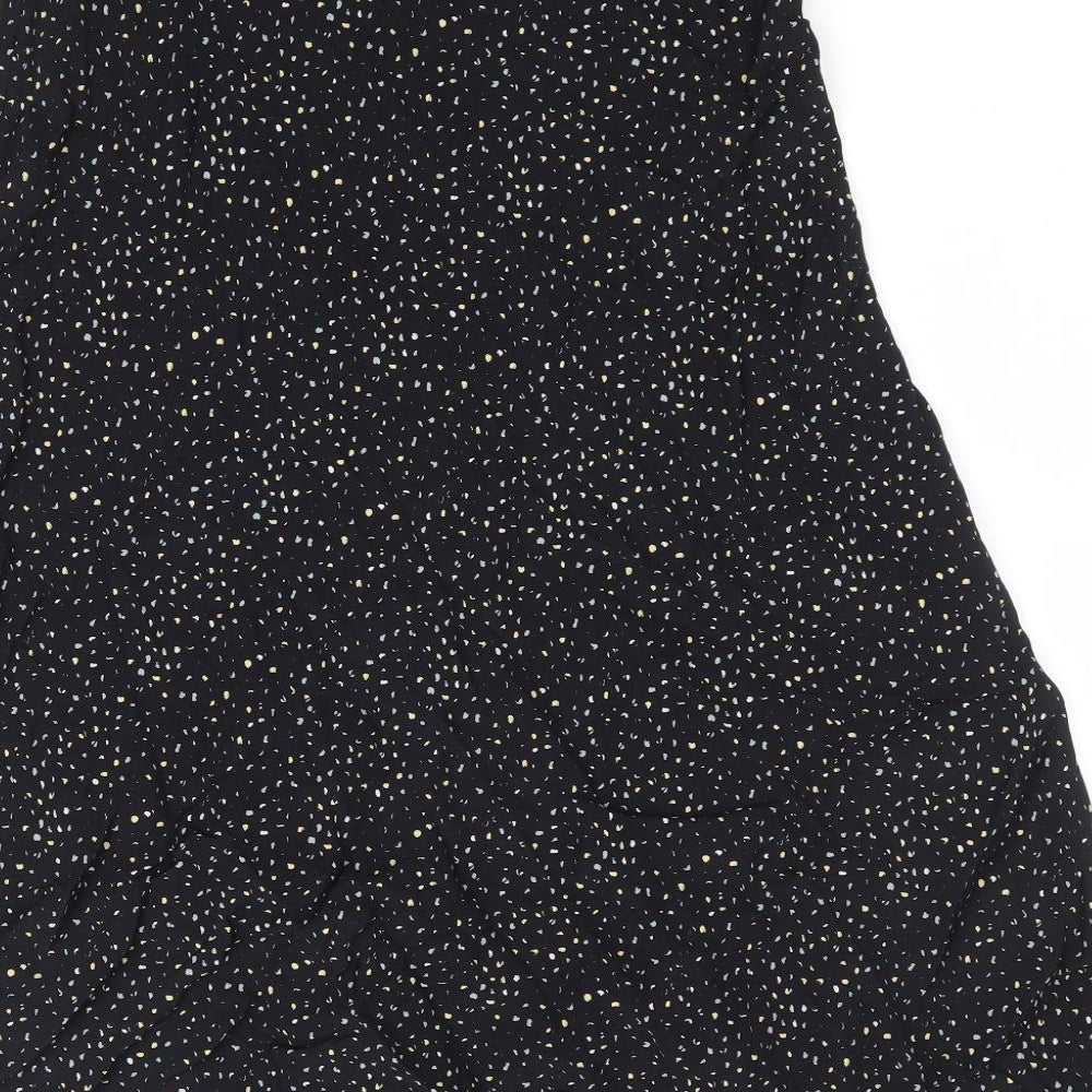 Feather & bone Womens Black Geometric Viscose A-Line Skirt Size 10 Zip