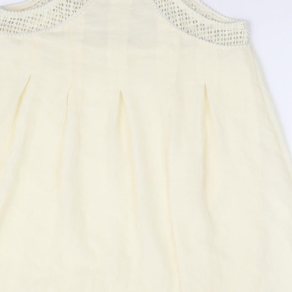 H&M Womens Ivory Polyester Shift Size 12 V-Neck Pullover