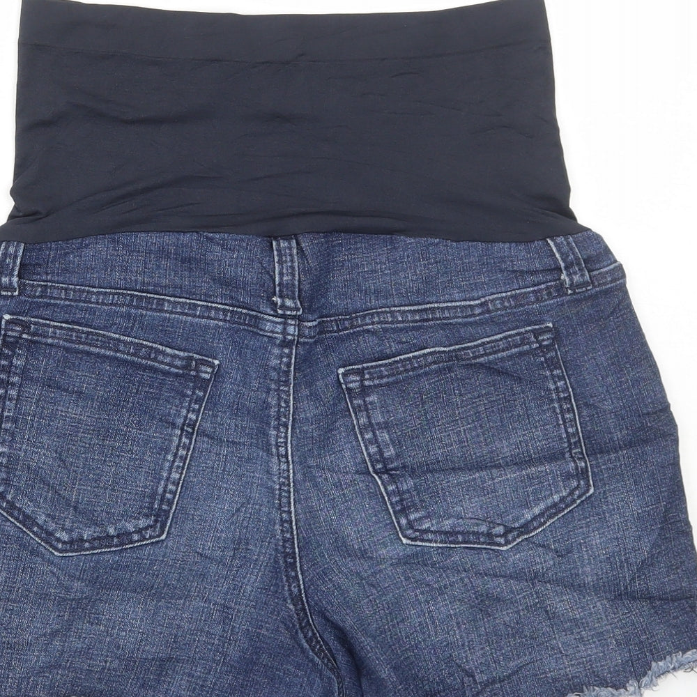 Preworn Womens Blue Cotton Hot Pants Shorts Size 28 in L5 in Regular Pull On