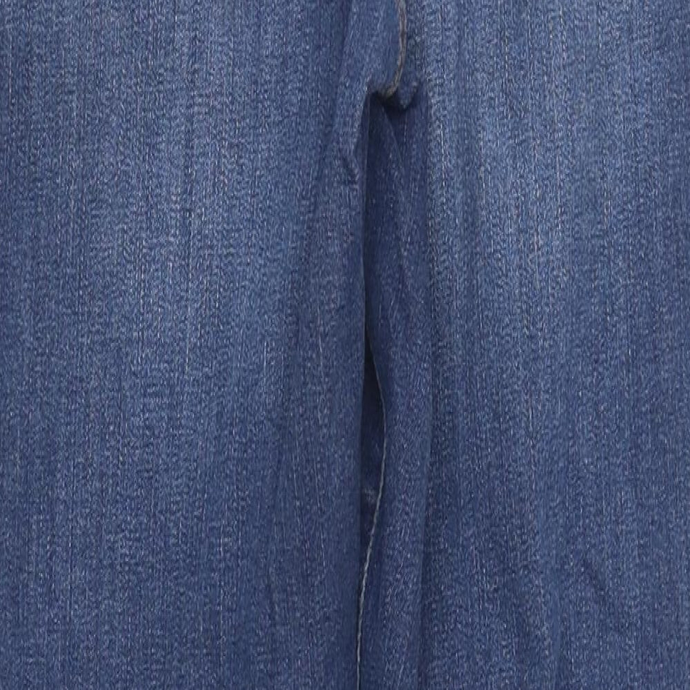 Preworn Womens Blue Cotton Straight Jeans Size M L37 in Regular Zip