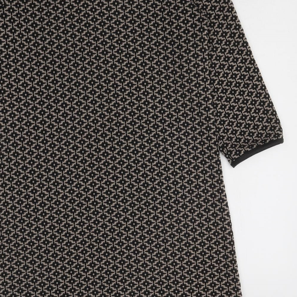 Max Studio Womens Brown Gingham Polyester A-Line Size M Round Neck Hook & Loop