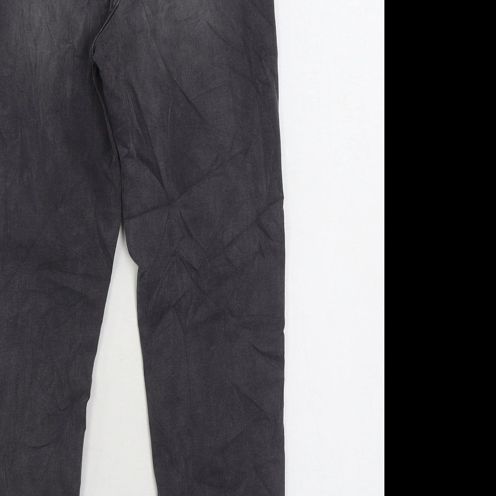 Marks & Spencer Womens Grey Cotton Straight Jeans Size 6 L24 in Regular Zip