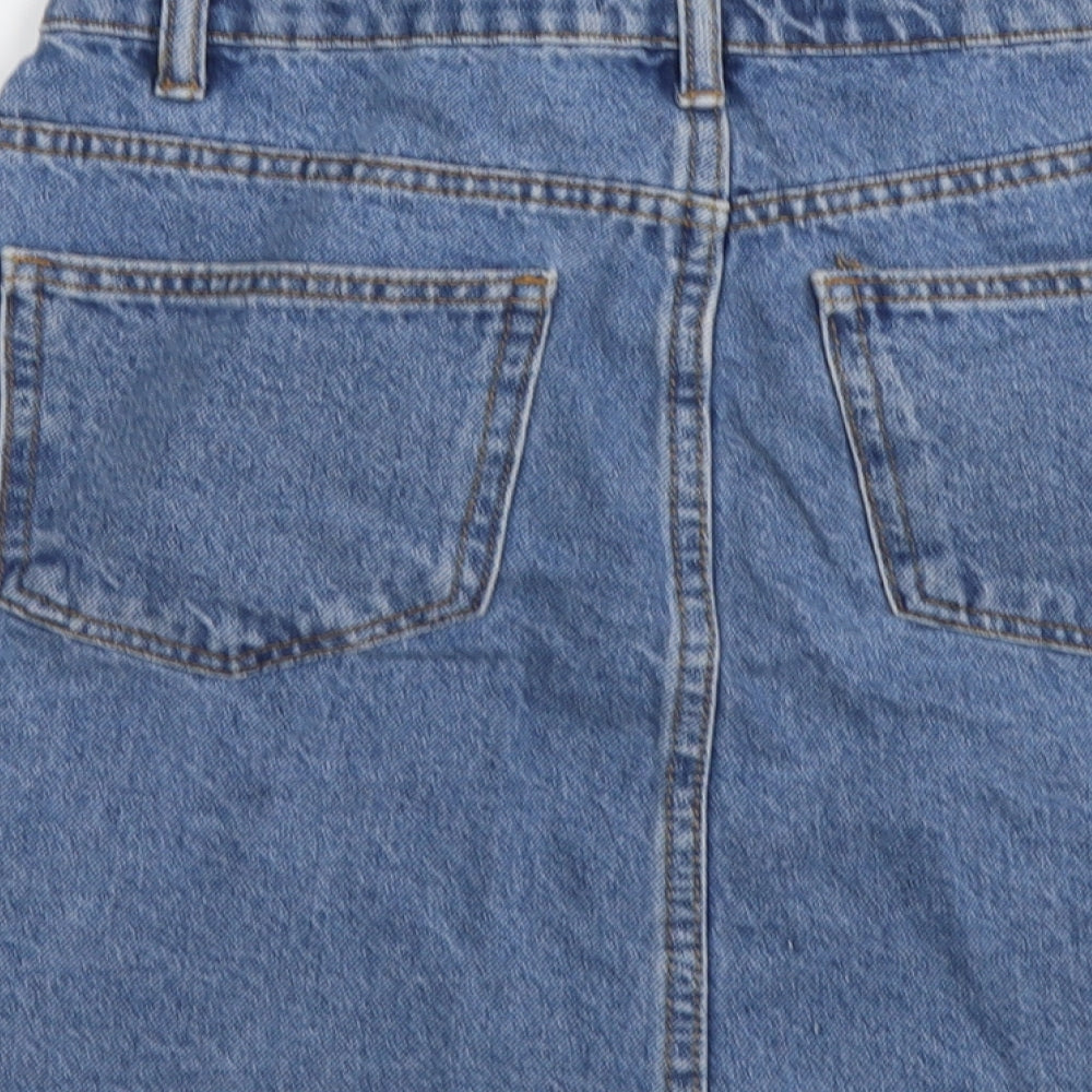 Denim & Co. Womens Black Cotton Mini Skirt Size 6 Button