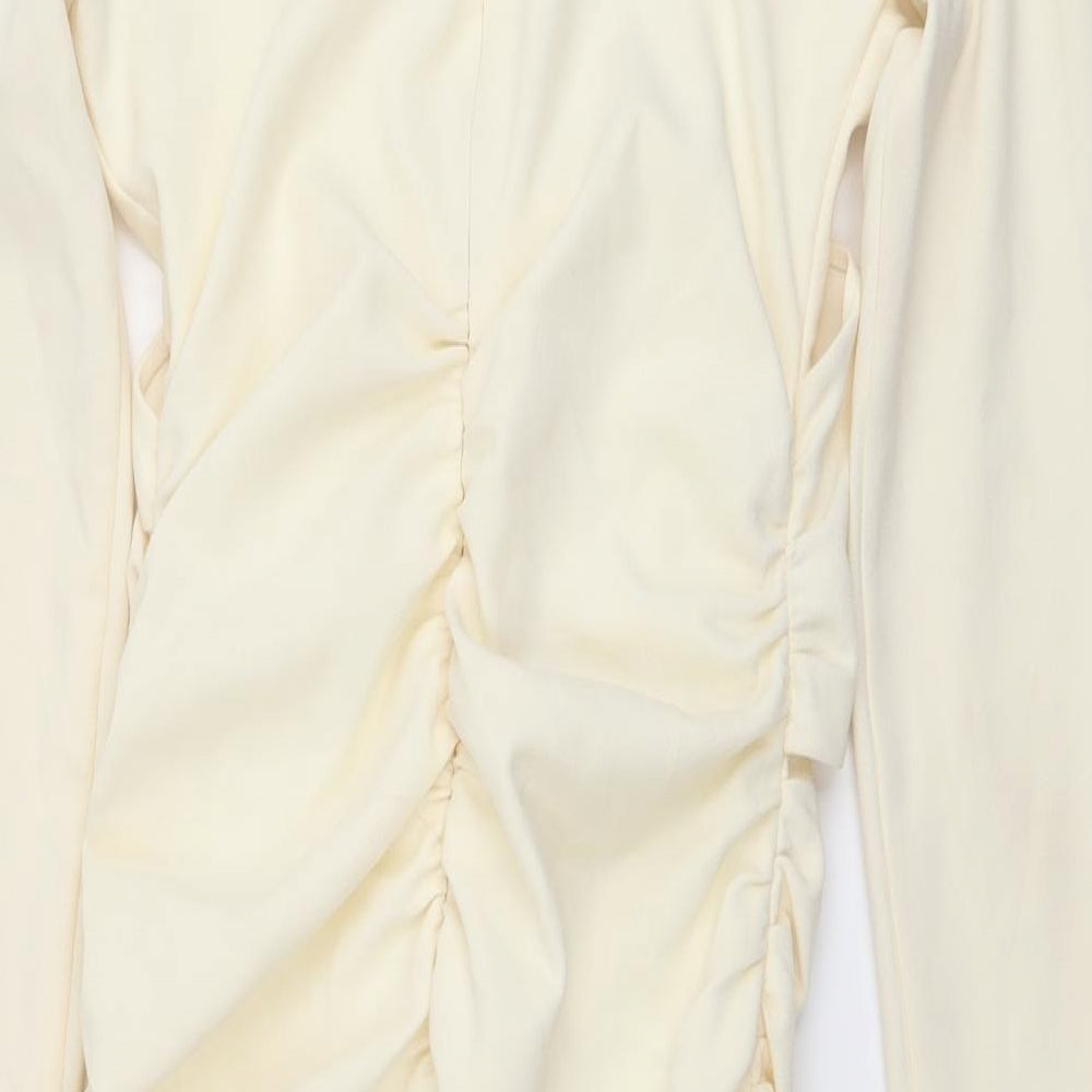 Zara Womens Ivory Polyester Mini Size M V-Neck Zip