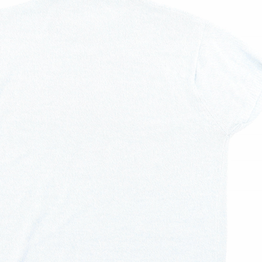 AKAL Womens Blue Acrylic Basic T-Shirt Size L Crew Neck