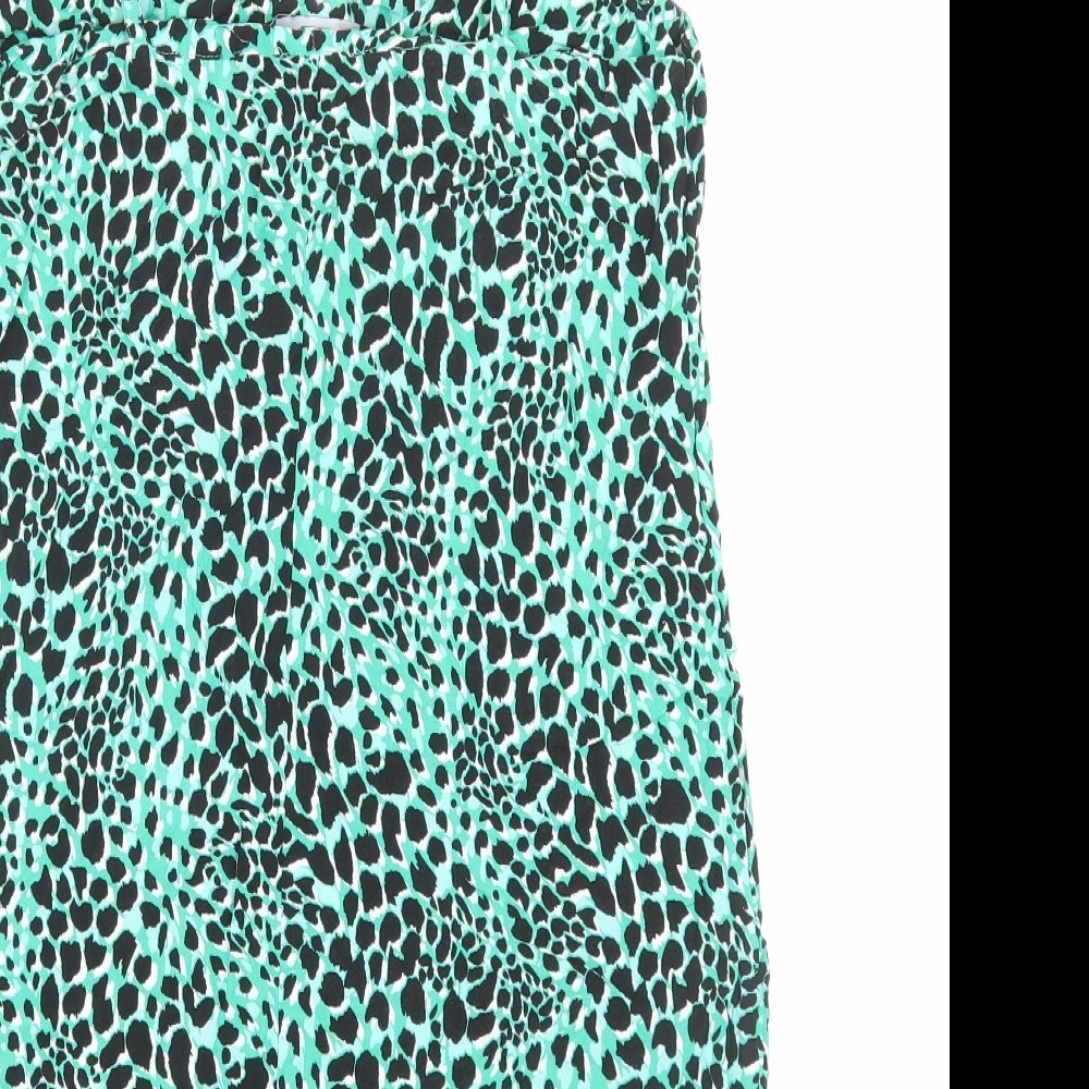 New Look Womens Green Animal Print Viscose A-Line Size 12 Scoop Neck Pullover