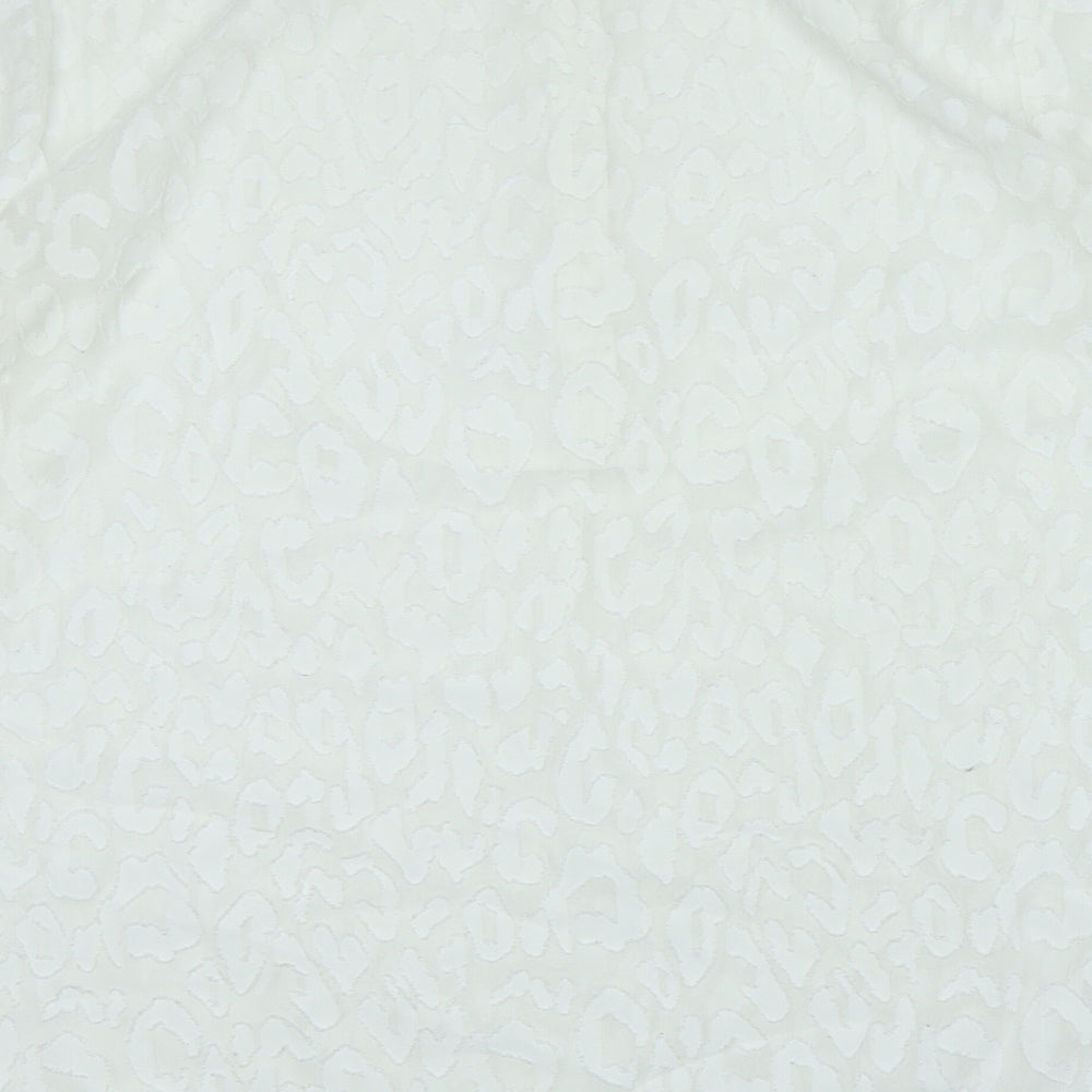 French Connection Womens White Polyester Basic Blouse Size 14 Crew Neck