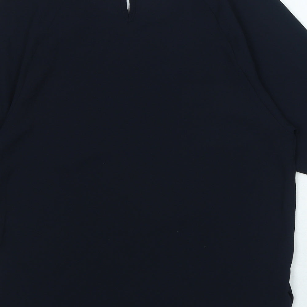 Marks & Spencer Womens Blue Polyester Basic Blouse Size 6 Boat Neck