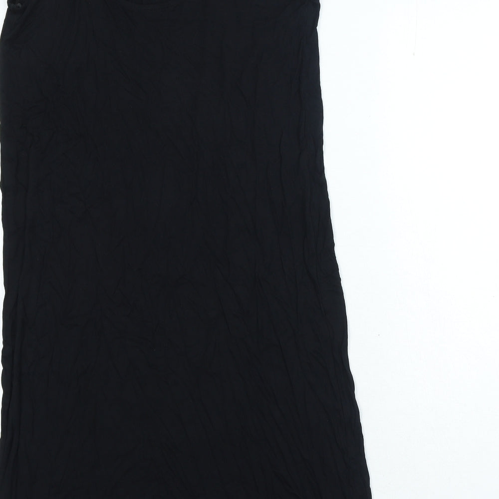 Marks & Spencer Womens Black Viscose Bodycon Size 10 Scoop Neck Pullover