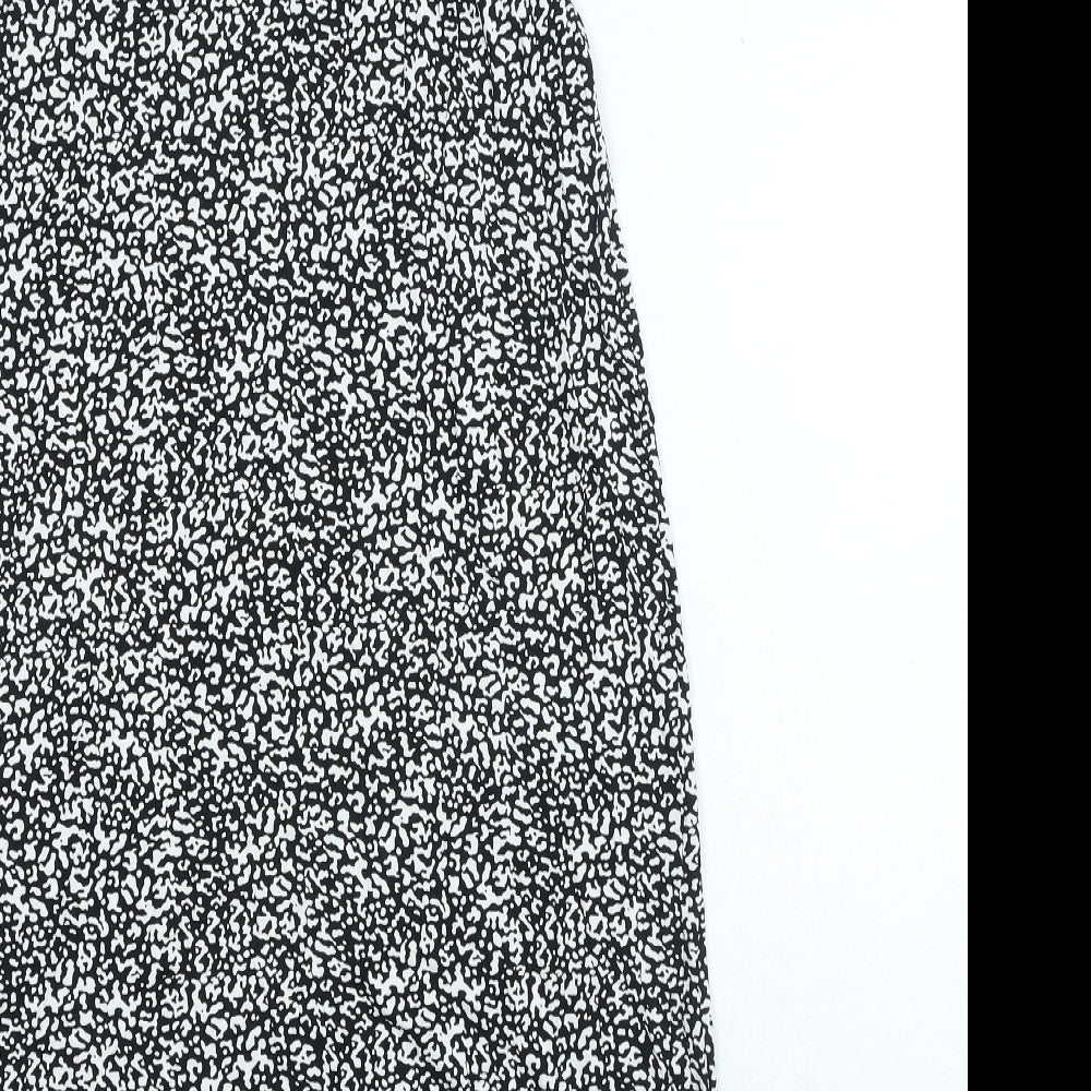 Marks & Spencer Womens Black Geometric Viscose Bodycon Size 10 Scoop Neck Pullover
