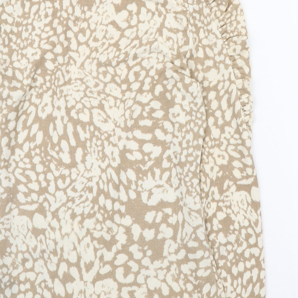 Sonder Studio Womens Beige Mock Neck Animal Print Polyester Pullover Jumper Size 10