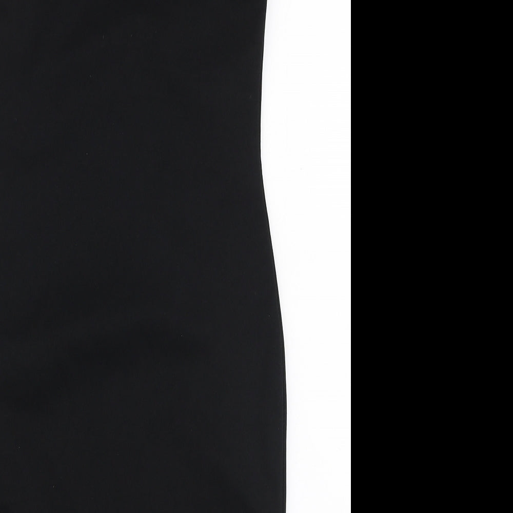 Internacionale Womens Black Geometric Polyester Bodycon Size 8 Boat Neck Pullover