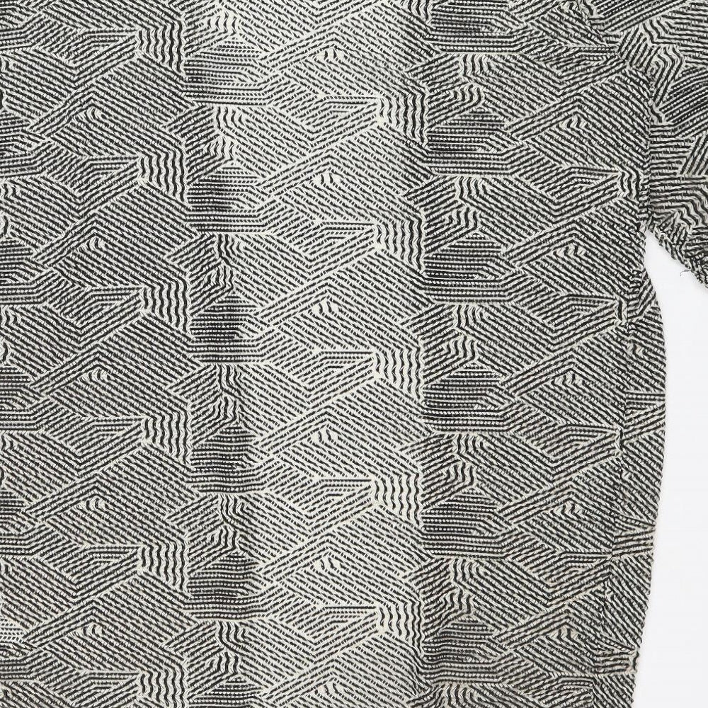 Blue Vanilla Womens Black V-Neck Geometric Polyester Cardigan Jumper Size M