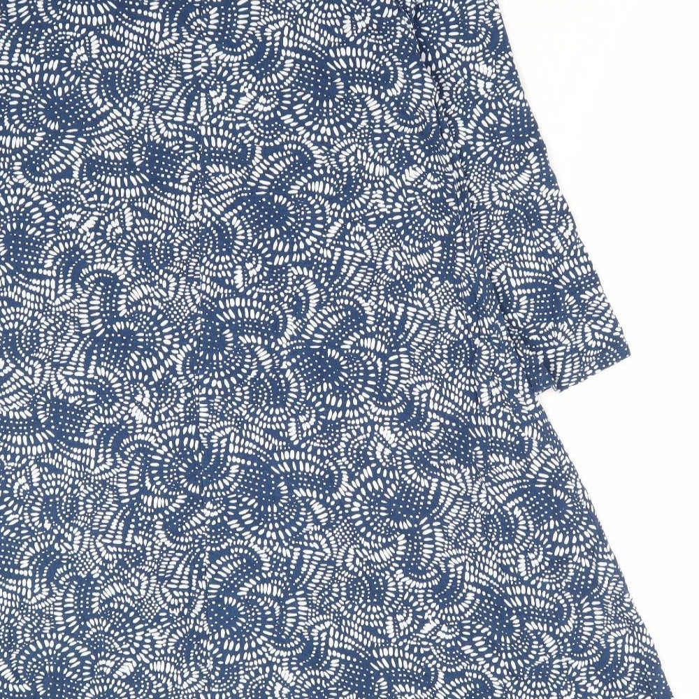 Principles Womens Blue Geometric Viscose A-Line Size 10 Mock Neck Pullover