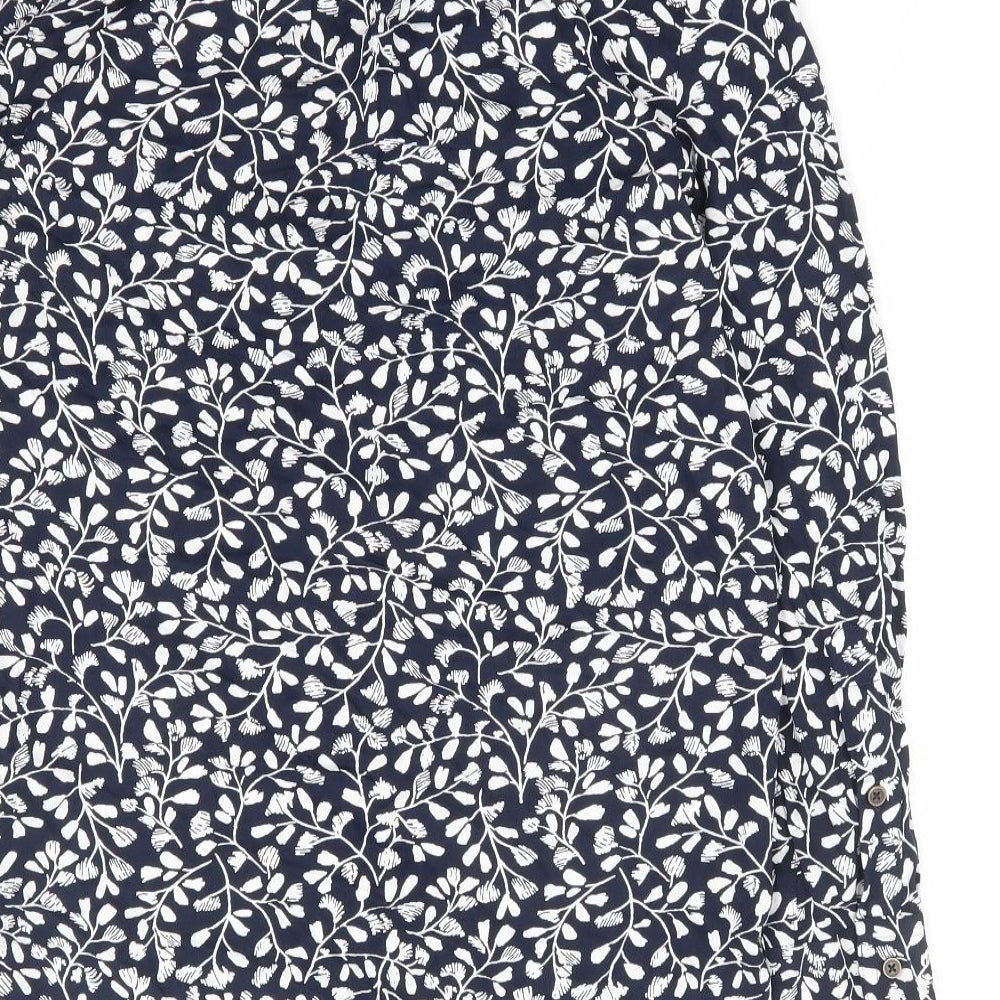 Marks & Spencer Womens Blue Floral Viscose Basic Button-Up Size 6 Collared