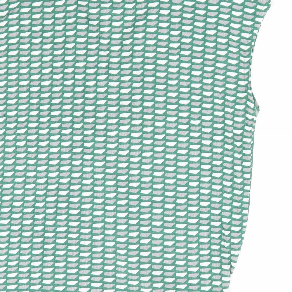 Next Womens Green Geometric Viscose Wrap Tank Size 10 V-Neck - Faux Wrap